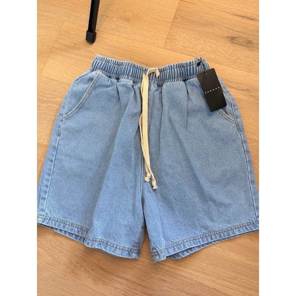 Sumwon Womens Paperbag High Waist Denim Mom Shorts Size Small NWT
